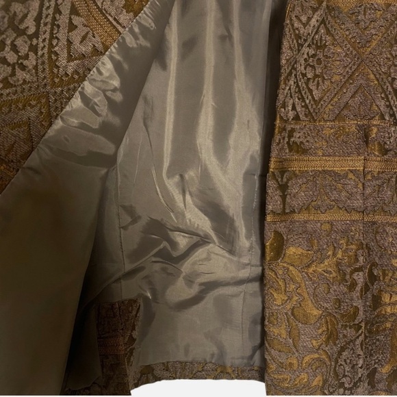 VTG Women's Gold/Brown Baroque Brocade Tapestry Blazer Jacket Metallic Chenille - Picture 3 of 5